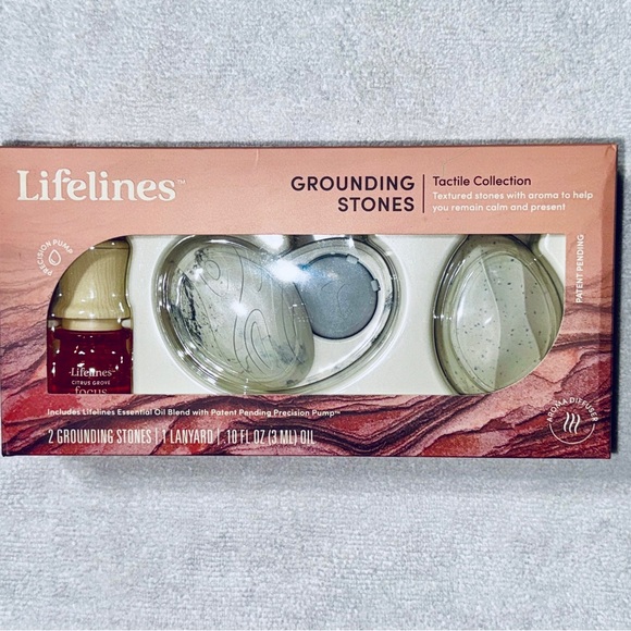Lifelines Scent Grounding Stones 2-Pack Portable Fidgets for Adults + Oil - Picture 1 of 6